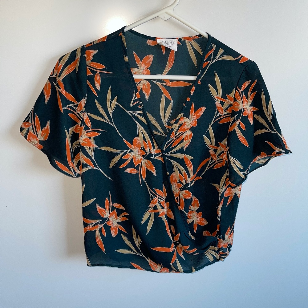 Sienna Sky Faux Wrap Tropical Blouse Size‎ XS